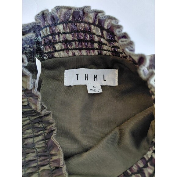 Anthropologie THML Size L Olive Green Animal Print Sleeveless Mock Neck Blouse - Picture 5 of 10